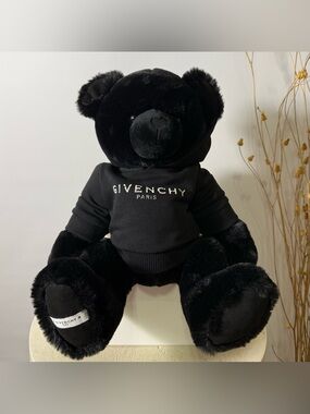 Givenchy Black Plush Teddy Bear with Logo Hoodie